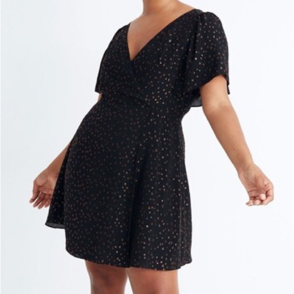 Madewell Cape Sleeve Mini Dress in Metallic Dots Black Size 2 New NWOT - Picture 13 of 13